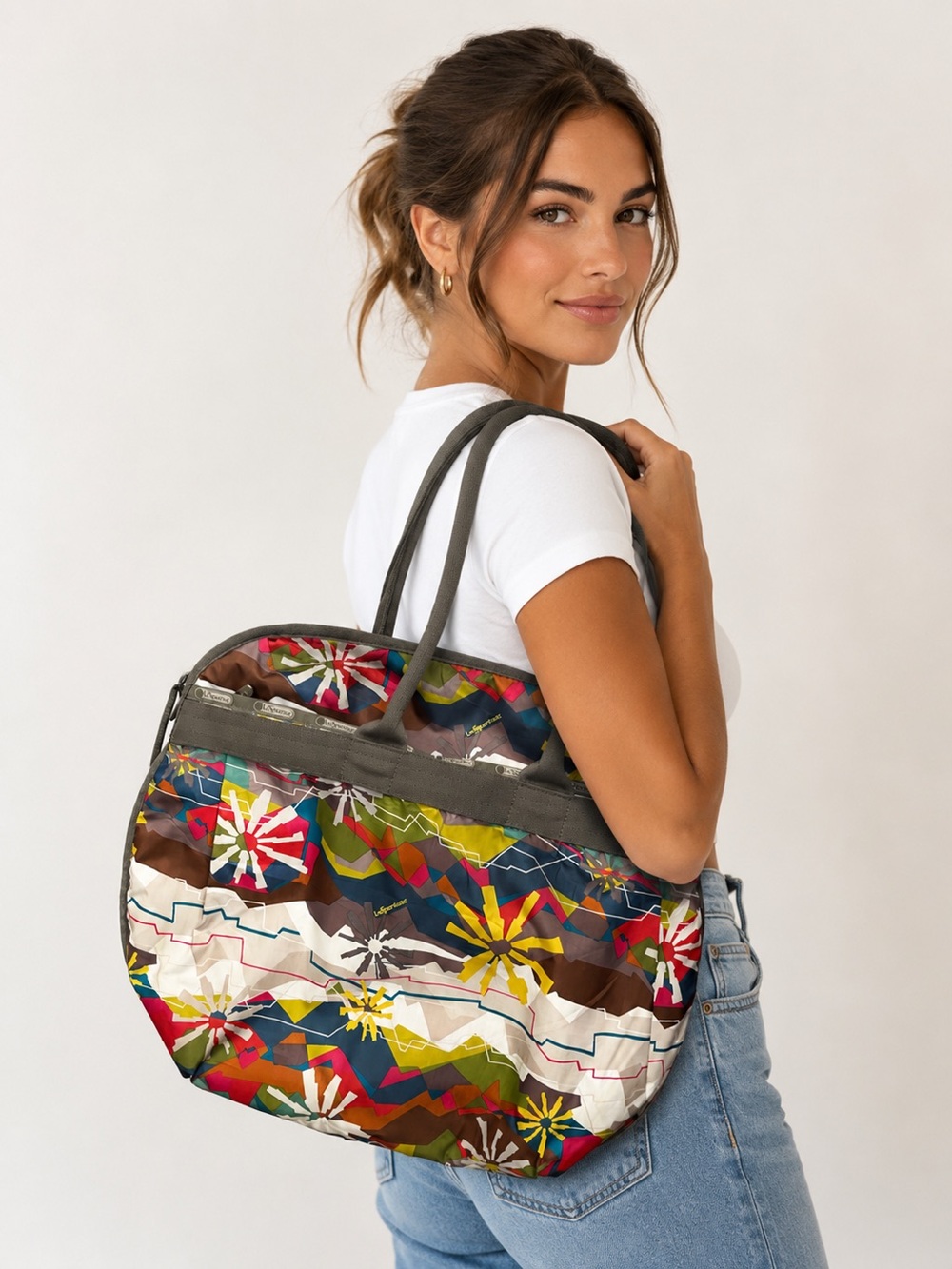 Lesportsac Colorful Floral Pattern Travel Tote Bag
